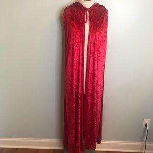 Adult Velvety Red Hooded Cape